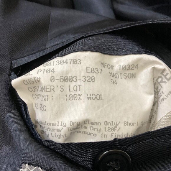 Hickey Freeman 43R Sport Coat Blazer Jacket Black Ing Lora Piana Super 130s - Picture 13 of 15